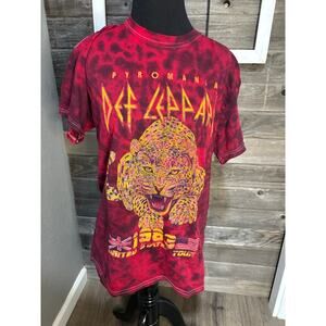 Def Leppard red gold tie dye tiger t shirt unisex size small